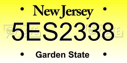 5ES2338 New Jersey License Plate