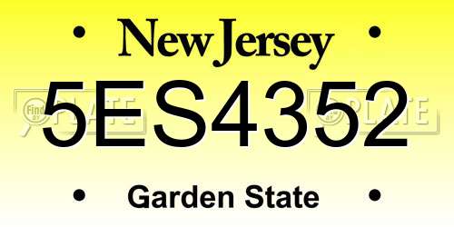 5ES4352 New Jersey License Plate