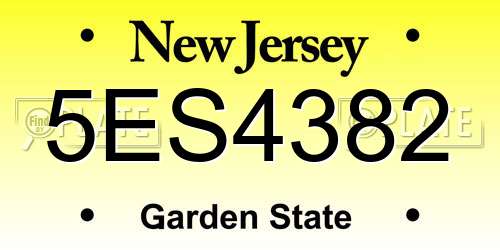 5ES4382 New Jersey License Plate