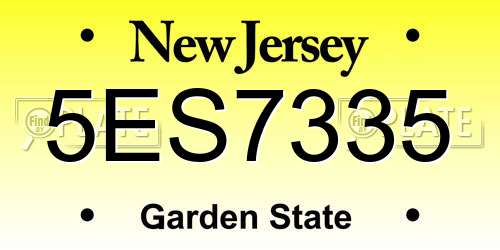 5ES7335 New Jersey License Plate
