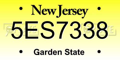 5ES7338 New Jersey License Plate