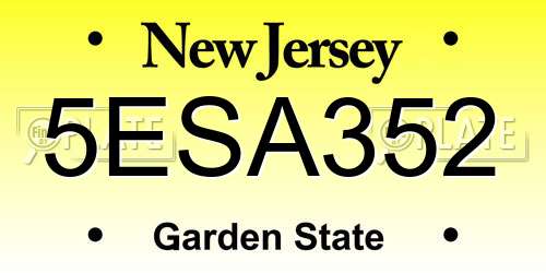 5ESA352 New Jersey License Plate