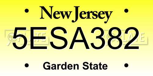 5ESA382 New Jersey License Plate