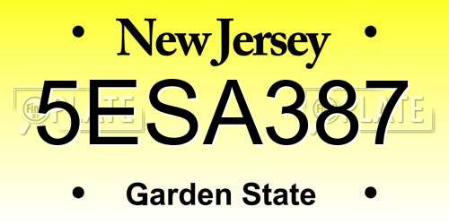 5ESA387 New Jersey License Plate