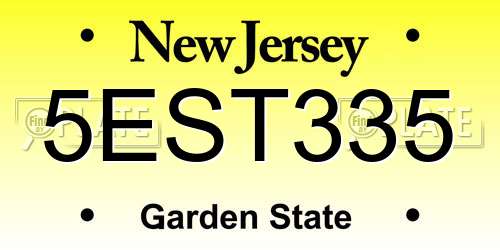 5EST335 New Jersey License Plate