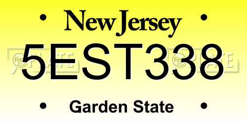 5EST338 New Jersey License Plate