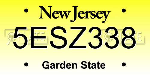 5ESZ338 New Jersey License Plate