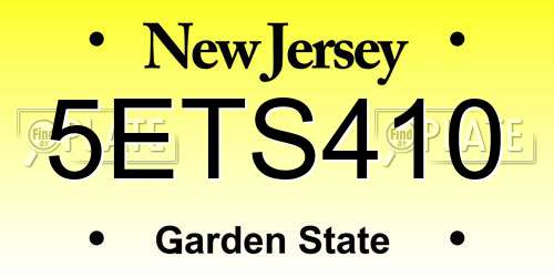 5ETS410 New Jersey License Plate