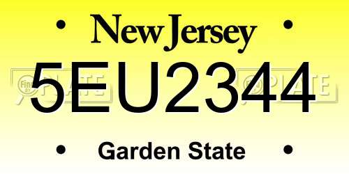 5EU2344 New Jersey License Plate