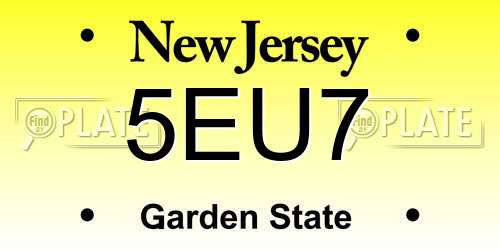 5EU7 New Jersey License Plate