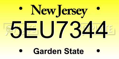 5EU7344 New Jersey License Plate