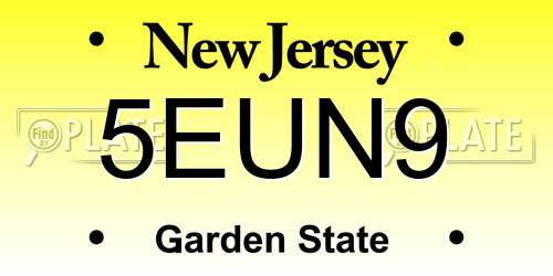 5EUN9 New Jersey License Plate