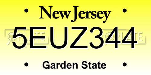 5EUZ344 New Jersey License Plate