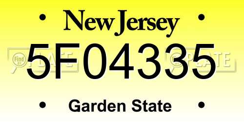 5F04335 New Jersey License Plate