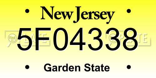 5F04338 New Jersey License Plate