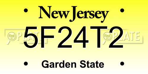 5F24T2 New Jersey License Plate