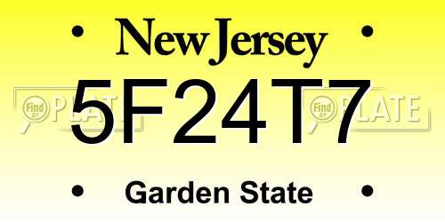 5F24T7 New Jersey License Plate