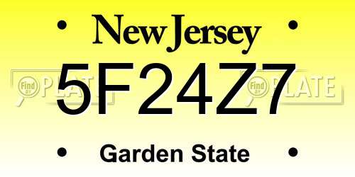 5F24Z7 New Jersey License Plate