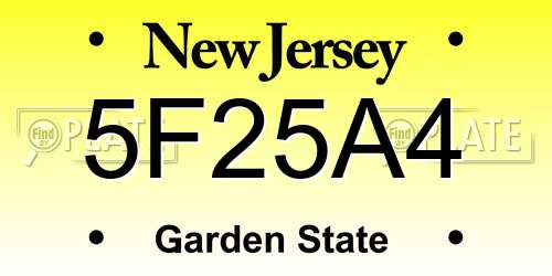 5F25A4 New Jersey License Plate