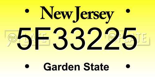5F33225 New Jersey License Plate