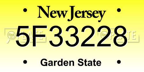 5F33228 New Jersey License Plate