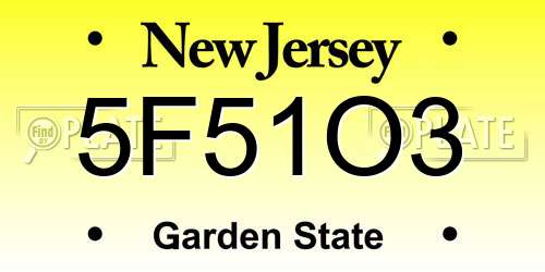 5F51O3 New Jersey License Plate