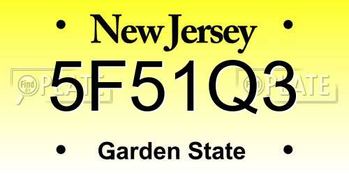 5F51Q3 New Jersey License Plate