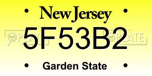 5F53B2 New Jersey License Plate