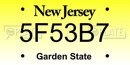5F53B7 New Jersey License Plate