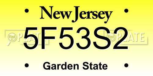 5F53S2 New Jersey License Plate