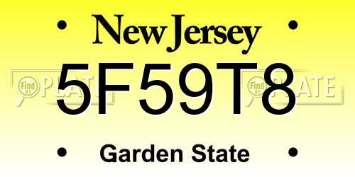 5F59T8 New Jersey License Plate