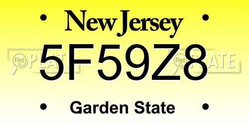 5F59Z8 New Jersey License Plate