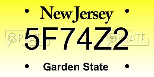 5F74Z2 New Jersey License Plate