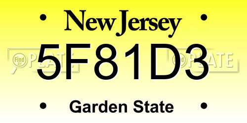 5F81D3 New Jersey License Plate