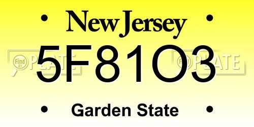 5F81O3 New Jersey License Plate