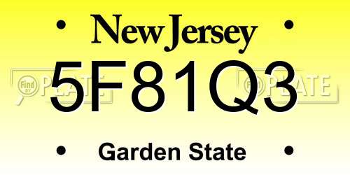 5F81Q3 New Jersey License Plate