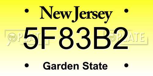 5F83B2 New Jersey License Plate