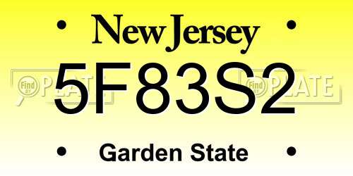 5F83S2 New Jersey License Plate