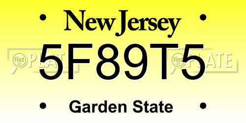 5F89T5 New Jersey License Plate