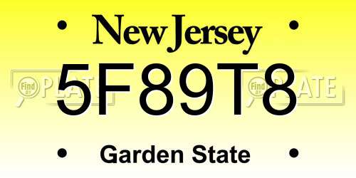 5F89T8 New Jersey License Plate