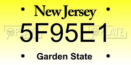 5F95E1 New Jersey License Plate