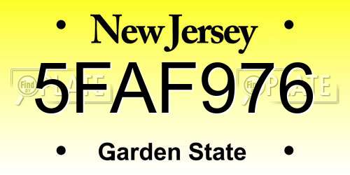 5FAF976 New Jersey License Plate