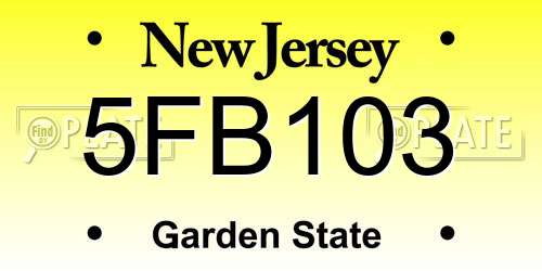 5FB103 New Jersey License Plate