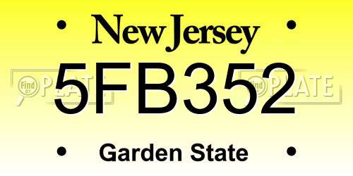 5FB352 New Jersey License Plate