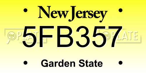 5FB357 New Jersey License Plate