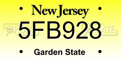 5FB928 New Jersey License Plate