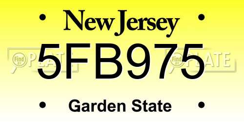 5FB975 New Jersey License Plate