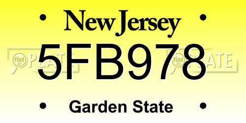 5FB978 New Jersey License Plate
