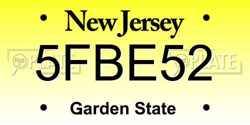 5FBE52 New Jersey License Plate