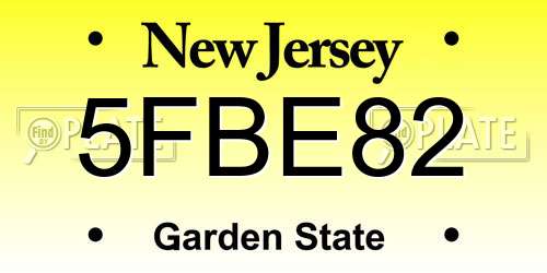 5FBE82 New Jersey License Plate